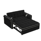 Samt-Schlafsofa zum Umbauen, 140 cm, 2-Sitzer, mit Ausziehbett, verstellbarer Rückenlehne, Seitentaschen und Handyhalterung