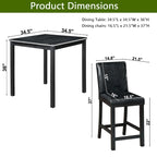Modernes 5-teiliges Esszimmer-Set mit quadratischem Tresenhochtisch und 4 gepolsterten Stühlen