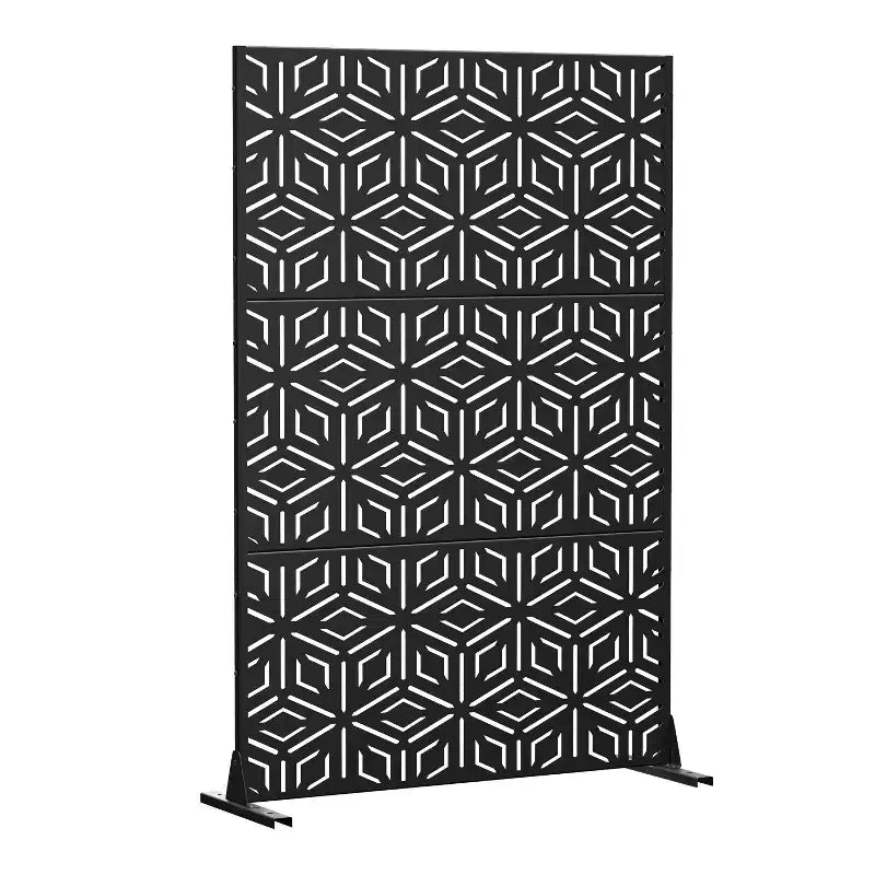 MAYEERTY Raumteiler Francis Reismuster Schwarz Verzinktes Blech 72x47x2 Zoll 3-teiliges Set 3-teiliges Set