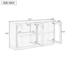 Großes 4-türiges Sideboard mit Glastüren, gewölbtes Sideboard mit verstellbaren Einlegeböden für die Küche