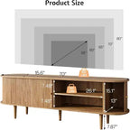 AMERLIFE 70 TV-Schrank mit Massivholzbeinen, Mid-Century Modern TV-Konsole mit Rolltür