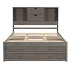 Doppelbett mit Ablagefach und 8 Schubladen, einfache Montage