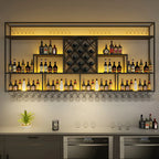 Rechteckiges Wand-Weinregal aus schwarzem Metall