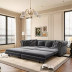 Whisen Velvet 3-in-1 Schlafsofa und wandelbares Schlafsofa im Kingsize-Format mit ausziehbarem Ottomane, getuftetem Design