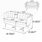 Kleines Mini-Zimmer-Sofa Zweisitzer mit Goldmetallfüßen - 2 Sitzer