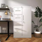 Metall-Aktenschrank Vertikal mit Schloss, Stahl-Aktenschrank mit 4 Schubladen