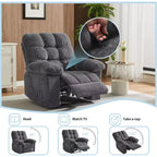 Manueller Relaxsessel, ergonomischer, atmungsaktiver Stoff-Relaxliege mit Seitentaschen, Einzelsessel, geeignet für Wohnzimmer Schlafzimmer