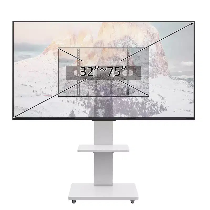 TV-Ständer für 32-75-Zoll-Fernseher, höhenverstellbarer mobiler TV-Wagen mit Schublade und Rollen für Wohnzimmer, Schlafzimmer, Büros -ModernLuxe