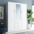 Palace Imports 100% Massivholz Cosmo Kleiderschrank mit 3 Türen mit Massivholz- oder Spiegeltüren