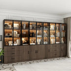 Beleuchteter Aluminium-Glas-Schrank, anpassbar als Buffet/Bücherregal