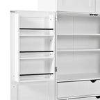 77H Freistehender Küchenschrank, Bauernhaus-Vorratskammer mit verstellbaren Einlegeböden, Türablagen, Schubladen und Weinregalen – ModernLuxe