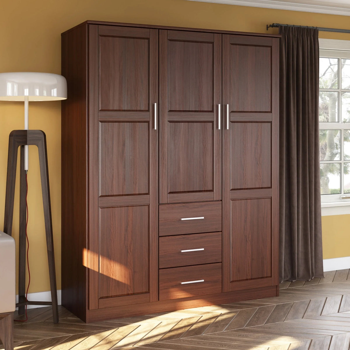 Palace Imports 100% Massivholz Cosmo Kleiderschrank mit 3 Türen mit Massivholz- oder Spiegeltüren