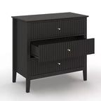 Heynemo Kommode mit 3 Schubladen, lackiert, 76 cm hoher Holz-Nachttisch mit Stauraum, breite moderne Kommode mit Kugelauszug