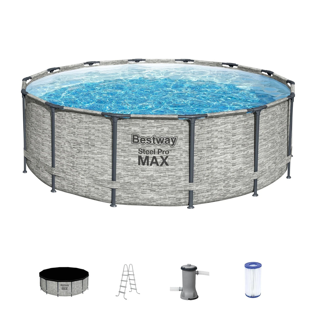 Bestway Steel Pro MAX Rundschwimmbecken Aufstellpool mit Pumpe & Abdeckung