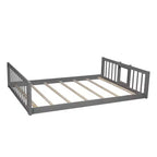 Doppelstockbett mit drei Etagen, Full-Size-Betten, umwandelbarer Leiter und Rutsche, Dreibettbett mit Schutzgeländern, Weiß/Grau/Espresso – ModernLuxe