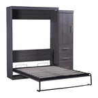 Graues klappbares Schrankbett mit Kleiderschrank & 3 Schubladen, Full/Twin, 1-Personen