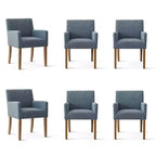 Set aus 6 gepolsterten Esszimmerstühlen mit Armlehnen, moderne Leinen-Sessel mit Holzbeinen, Akzentstühle für Esszimmer, Wohnzimmer - Panipeachy
