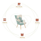 Akzentsessel mit Ottoman, Wohnzimmersessel und Ottomane Set, Bequemer Seitenlehnsessel für Schlafzimmer, Kreative Spleiß-Stoffoberfläche