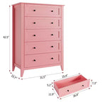 5-Schubladen-Kommode, 108 cm hoch, für das Schlafzimmer, Holzschrank mit 30 cm tiefen Schubladen und goldenen Metallgriffen, ideal für den Eingangsbereich oder Flur