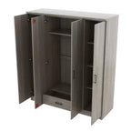 Holz-Kleiderschrank mit 4 Türen, Kleiderstange, 1 Schublade und Ablagefächern