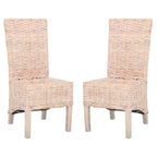 2er-Set Esszimmerstühle aus natürlichem Korbgeflecht 48B x 56T x 104H cm, Boho Coastal Stil