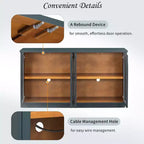 Großes 4-türiges Sideboard mit Glastüren, gewölbtes Sideboard mit verstellbaren Einlegeböden für die Küche