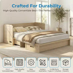 Mjkone Queen Size Wandelbares Murphy-Schrankbett mit USB-Ladefunktion, Schubladen, keine Matratze enthalten