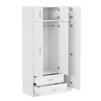 3-türiger Spiegelkleiderschrank mit 2 Schubladen und Aufsatzschrank