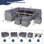 Costway 7-teiliges Terrassen-Essgruppe Rattan-Sofa Couch Ottomane – Details ansehen
