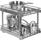 Auszugschrank-Organizer, 2 Etagen, strapazierfähiges Metall mit lebenslanger eingeschränkter Garantie – Rostfreies Chrom-Finish