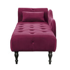 Moderne 60.6 Samt gepolsterte Knöpfe getuftete Chaiselongue mit Massivholzbeinen und Ziernägeln