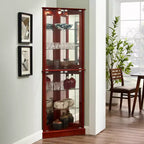 Eck-Vitrinenschrank, Kirsche/Nussbaum, 4-türige Glasvitrine