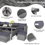 Costway 7-teiliges Terrassen-Essgruppe Rattan-Sofa Couch Ottomane – Details ansehen