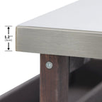 Outdoor-Kücheninsel, rollbarer Barwagen und Aufbewahrungsschrank, Massivholz-Grilltisch mit Edelstahlplatte, Gewürzregal, Handtuchhalter