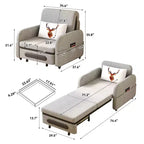 Gaoyangjiaju 3-in-1 Schlafsofa mit Stauraumschublade – Ausziehbares Schlafsofa mit Seitentasche & Kissen – Grau