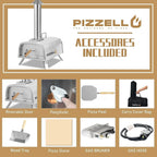 Multi-Brennstoff Outdoor Pizzaofen Steinbackofen mit Gasbrenner & Holzfach - 30 cm