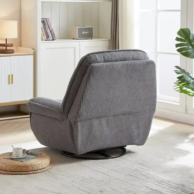 Drehbarer Relaxsessel aus Cord mit Gleitfunktion und Fußstütze für das Wohnzimmer
