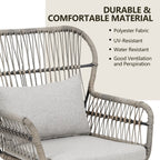 3-teiliges Outdoor-Bistro-Set aus Korbstühlen, witterungsbeständige Rattanmöbel-Sitzgruppe mit Kissen