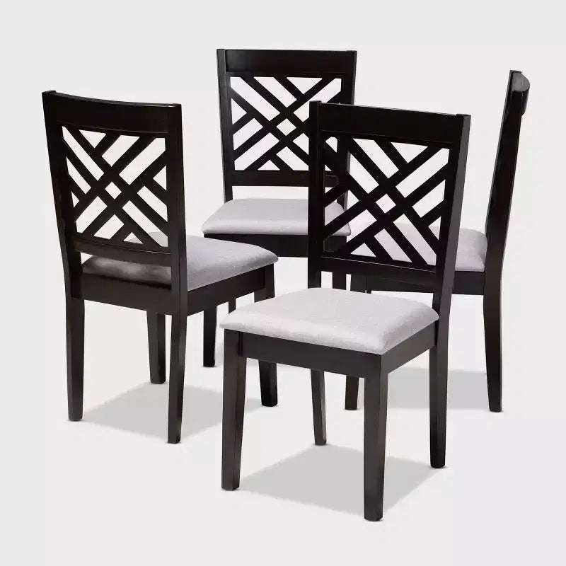 4er-Set Caron Esszimmerstühle aus Massivholz – Baxton Studio