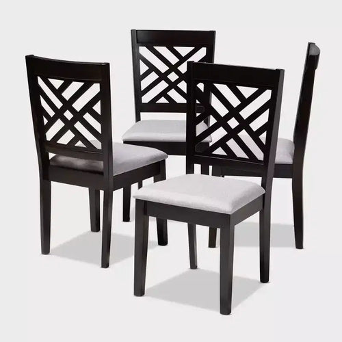 4er-Set Caron Esszimmerstühle aus Massivholz – Baxton Studio