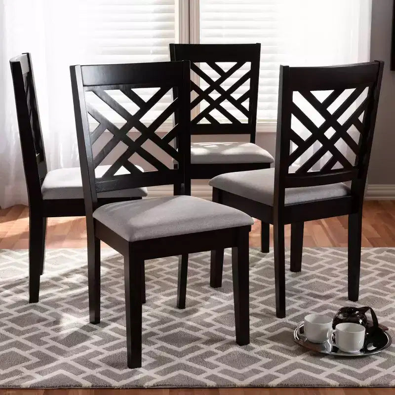 4pc Caron Finished Wood Dining Chairs - Baxton Studio