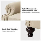 2er-Set Elisabete Modern Wingback Echtleder-Liegesessel mit Vintage-Nagelkopfleiste für Wohn- und Schlafzimmer | ART OF LIVING DESIGNS