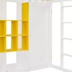 Hochbett für Kinder mit Kleiderschrank und Regalen, Holz-Hochbettgestell mit Aufbewahrungsschrank für Kinder und Jugendliche