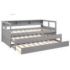 Whisen Twin XL Tagesbett aus Holz mit 2 Ausziehbetten, 3 Staufächern, 1 kostenloser Leuchte und USB-Ladefunktion