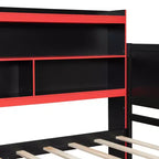 Gamer Hub Tagesbett mit Schreibtisch, RGB-Beleuchtung, Ladestation, Schubladen und Bücherregal-Kopfteil
