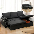 80 L-förmiges Schlafsofa, Sofabett mit Ausziehbett, umwandelbares Schlafsofa