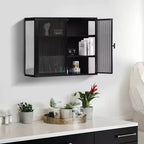 Okak Moderner 2-türiger Wandschrank mit 3-stufigem Stauraum und Glastüren für Flur/Esszimmer/Wohnzimmer/Küche