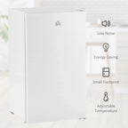 HOMCOM 90L Mini-Kühlschrank mit Gefrierfach, Kompakter Kühlschrank mit einer Tür und einstellbarem Thermostat für Schlafzimmer