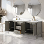 Vanity Art 72 Zoll Badezimmer-Waschtischunterschrank mit Doppelwaschbecken und Kunstmarmorplatte