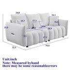 GDFStudio Alanna 79,5 Modernes 3-Sitzer-Sofa mit Teddyfell-Bezug und Kissen